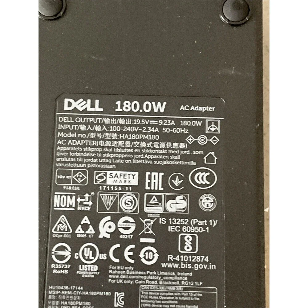 DELL HA180PM180 19.5V 9.23A 180W Genuine Original AC adapter Pin in middle
